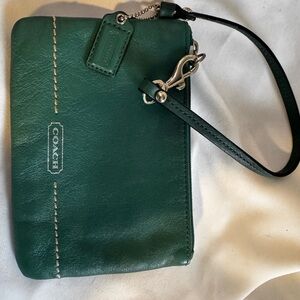 Coach Green Leather Wristlet